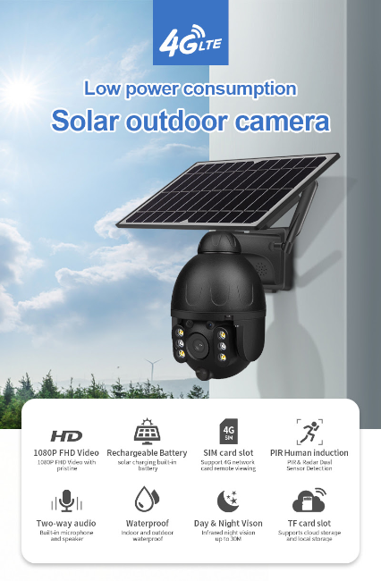 4G LTE/WIFI Pan-Tilt Solar Battery Power Operated CCTV Camera 