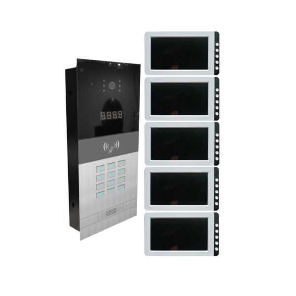 Apartment Building Intercom 5-Unit System Kit